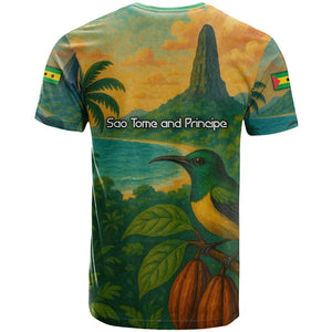 Sao Tome and Principe T shirt Tropical Island Bird and Cocoa Forest - African Pride