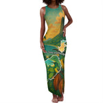 Sao Tome and Principe Tank Maxi Dress Tropical Island Bird and Cocoa Forest - African Pride
