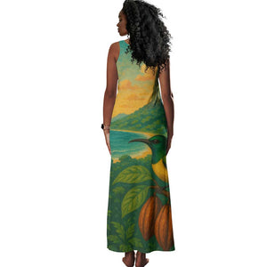 Sao Tome and Principe Tank Maxi Dress Tropical Island Bird and Cocoa Forest - African Pride