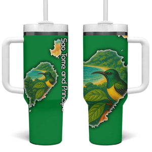Sao Tome and Principe Tumbler With Handle Tropical Island Bird and Cocoa Forest - African Pride