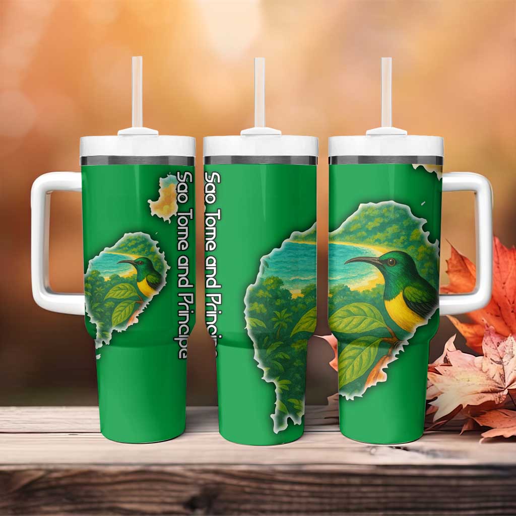 Sao Tome and Principe Tumbler With Handle Tropical Island Bird and Cocoa Forest - African Pride