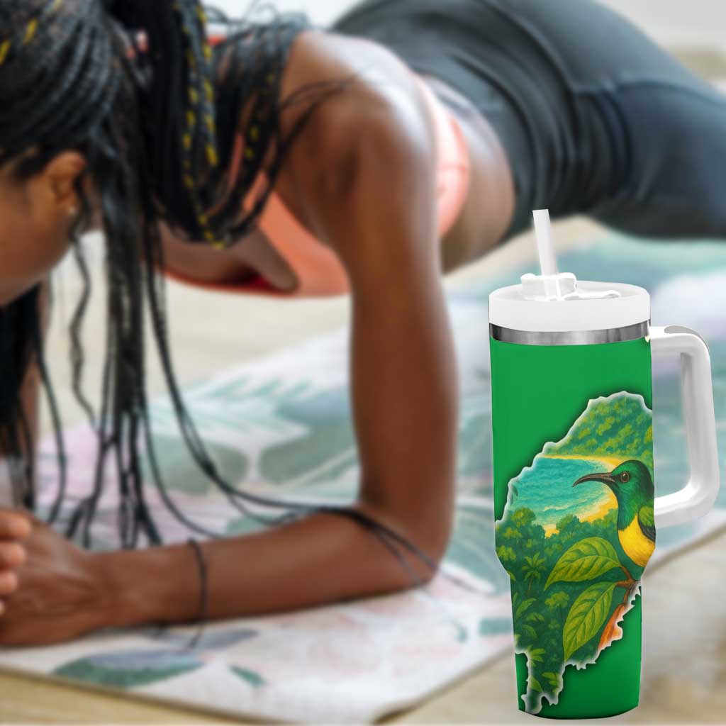Sao Tome and Principe Tumbler With Handle Tropical Island Bird and Cocoa Forest - African Pride