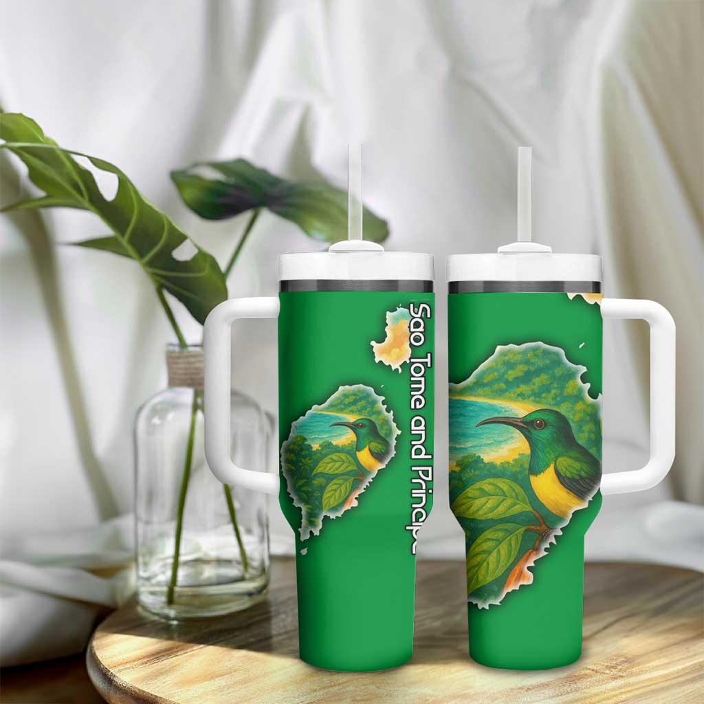 Sao Tome and Principe Tumbler With Handle Tropical Island Bird and Cocoa Forest - African Pride