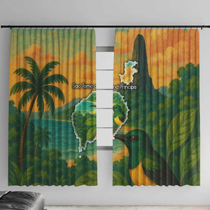 Sao Tome and Principe Window Curtain Tropical Island Bird and Cocoa Forest - African Pride