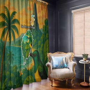 Sao Tome and Principe Window Curtain Tropical Island Bird and Cocoa Forest - African Pride