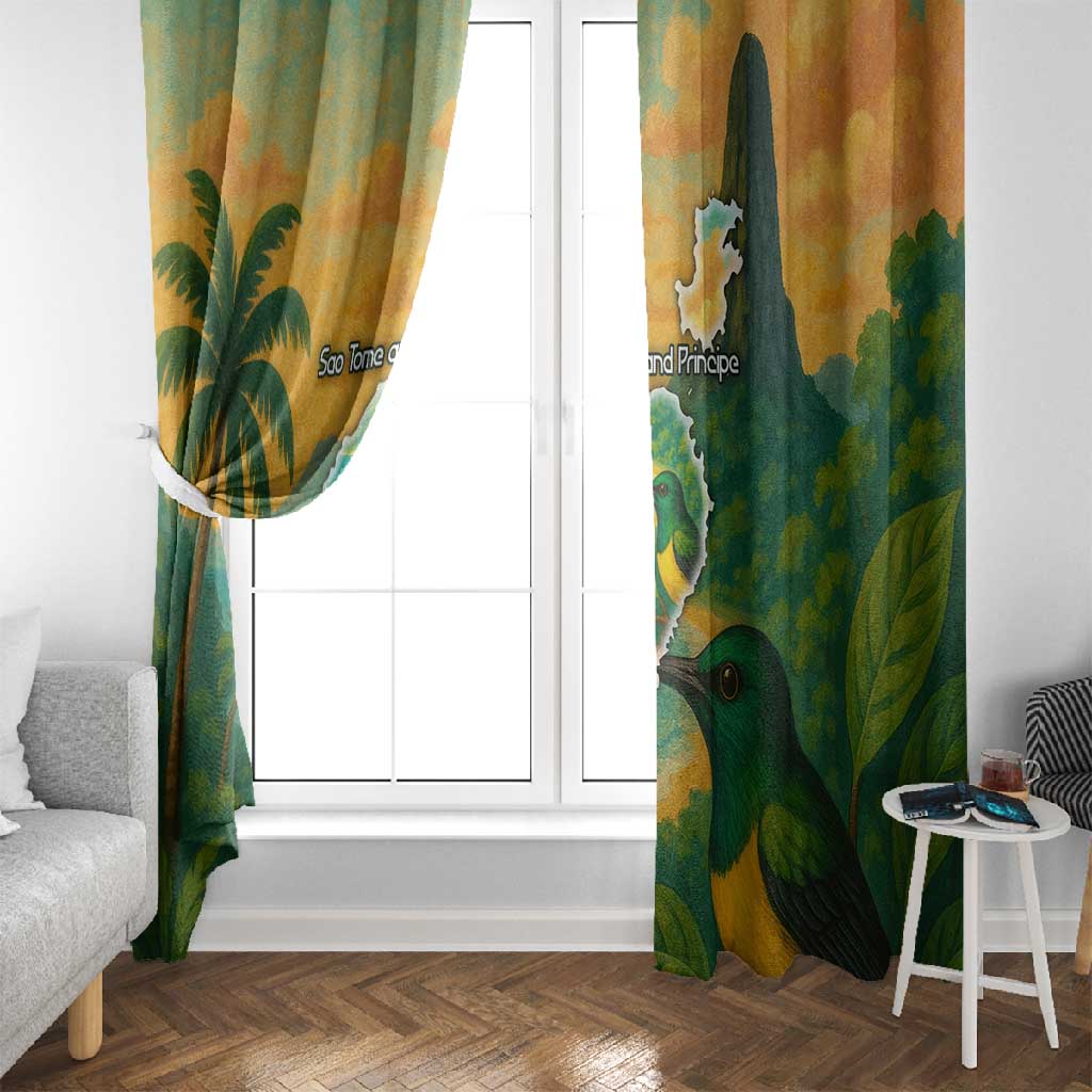Sao Tome and Principe Window Curtain Tropical Island Bird and Cocoa Forest - African Pride