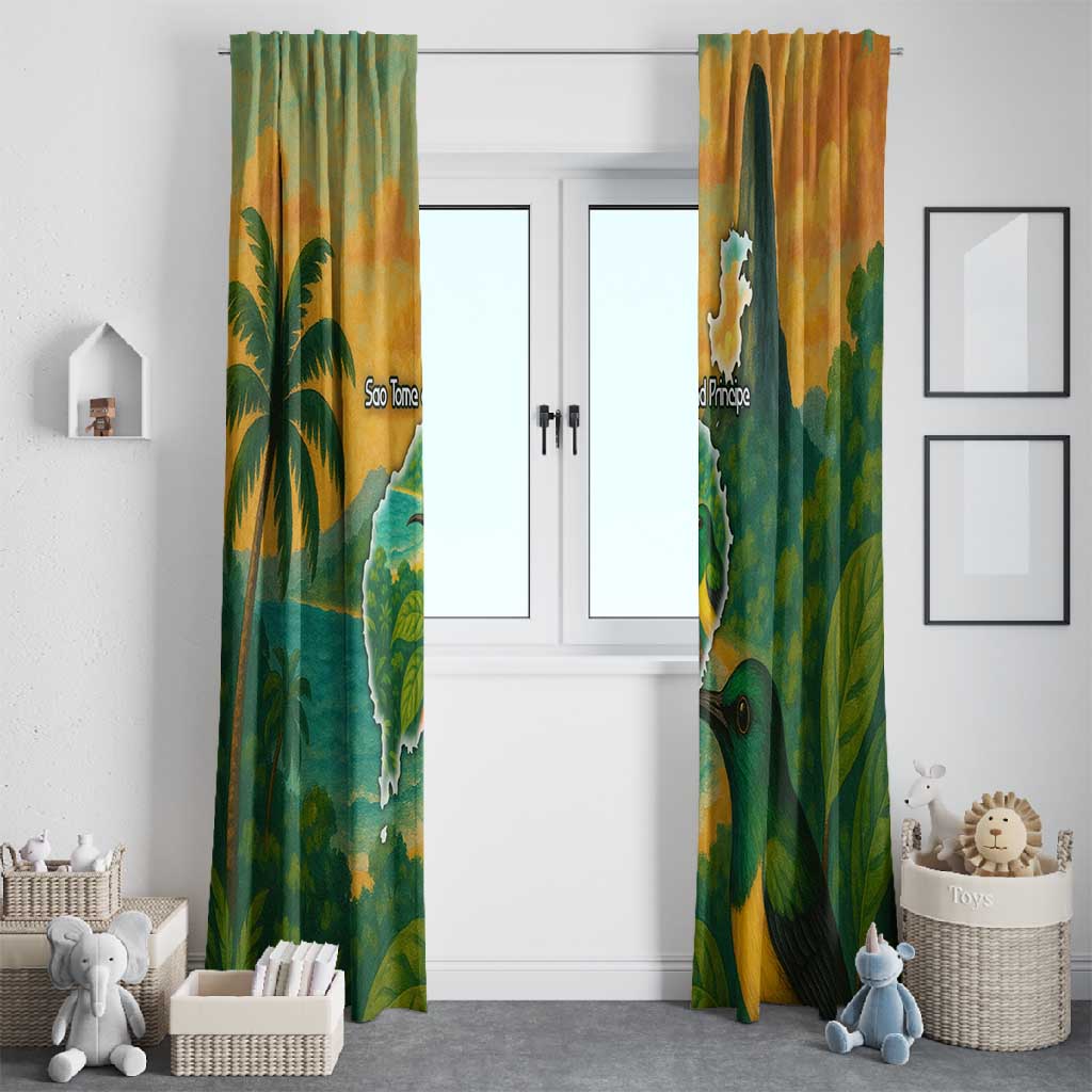 Sao Tome and Principe Window Curtain Tropical Island Bird and Cocoa Forest - African Pride
