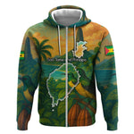 Sao Tome and Principe Zip Hoodie Tropical Island Bird and Cocoa Forest - African Pride