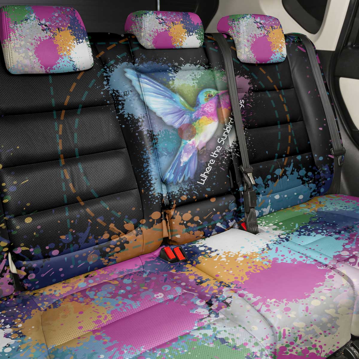 Where the Sunbird Sings Back Car Seat Cover Sao Tome and Principe Flag - Color Splash Art - African Pride