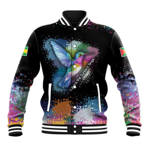 Where the Sunbird Sings Baseball Jacket Sao Tome and Principe Flag - Color Splash Art - African Pride