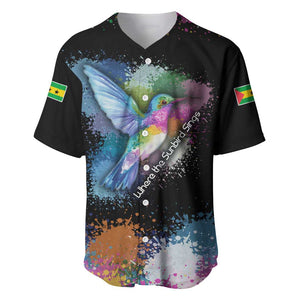 Where the Sunbird Sings Baseball Jersey Sao Tome and Principe Flag - Color Splash Art - African Pride