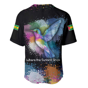 Where the Sunbird Sings Baseball Jersey Sao Tome and Principe Flag - Color Splash Art - African Pride