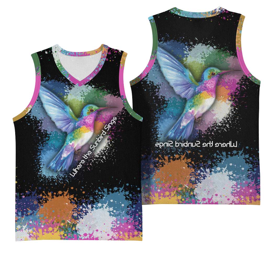 Where the Sunbird Sings Basketball Jersey Sao Tome and Principe Flag - Color Splash Art - African Pride