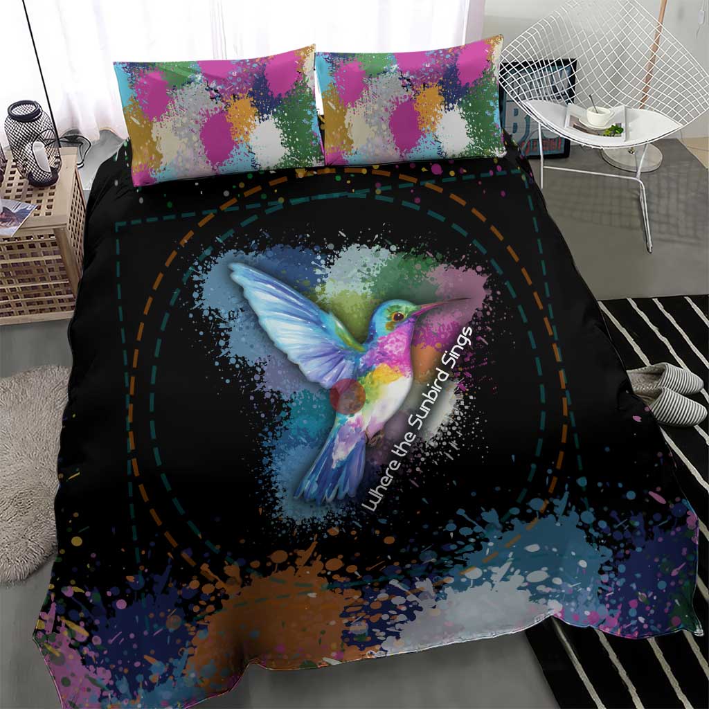 Where the Sunbird Sings Bedding Set Sao Tome and Principe Flag - Color Splash Art - African Pride