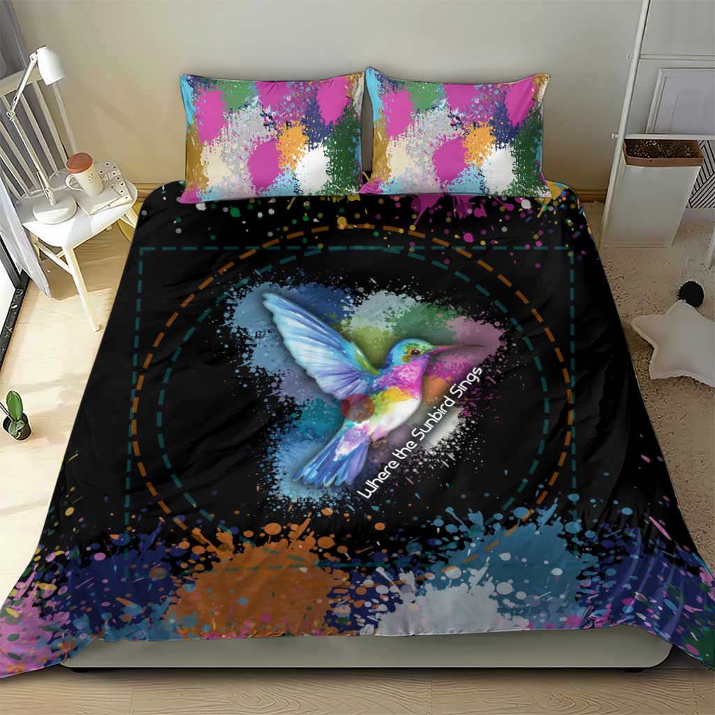 Where the Sunbird Sings Bedding Set Sao Tome and Principe Flag - Color Splash Art - African Pride