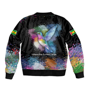 Where the Sunbird Sings Bomber Jacket Sao Tome and Principe Flag - Color Splash Art - African Pride