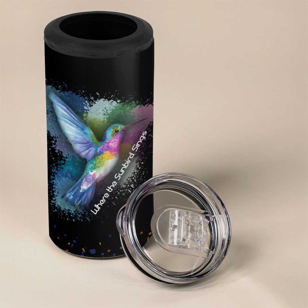 Where the Sunbird Sings 4 in 1 Can Cooler Tumbler Sao Tome and Principe Flag - Color Splash Art - African Pride