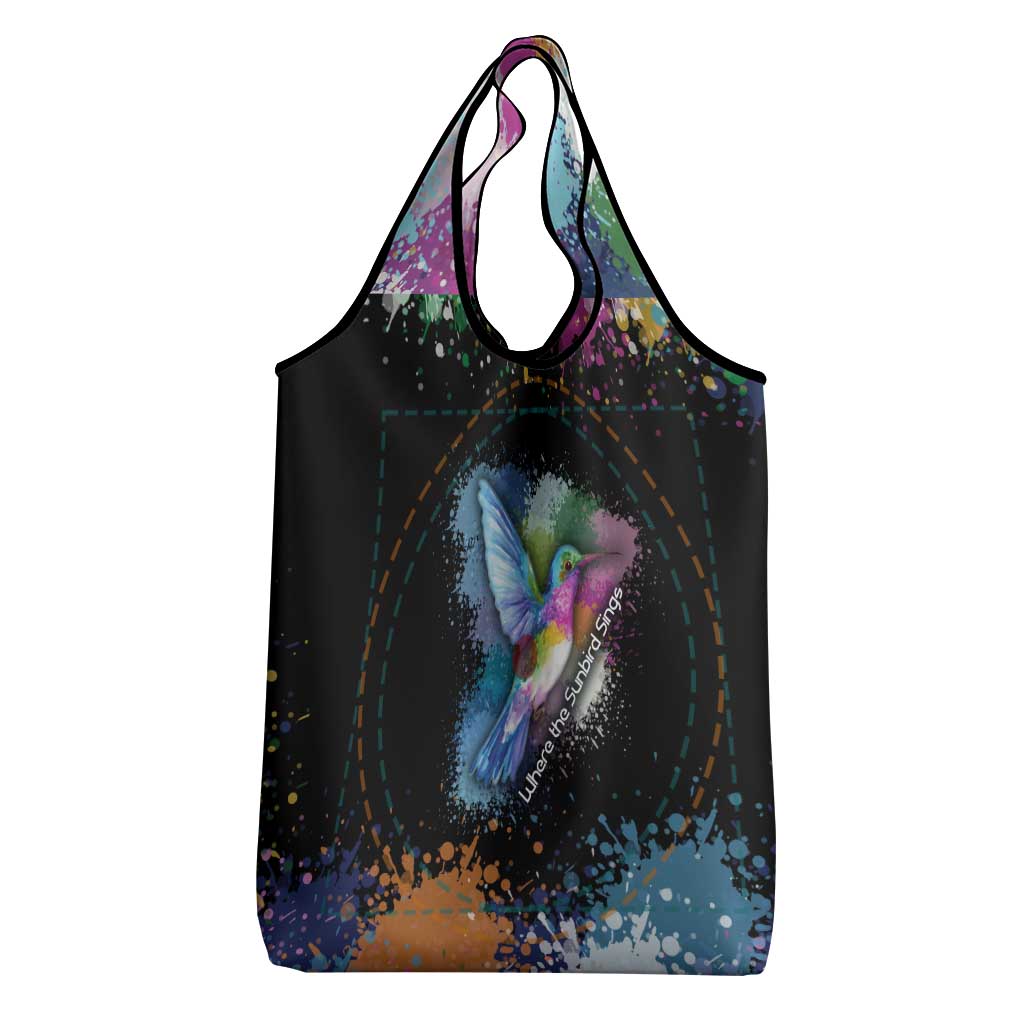 Where the Sunbird Sings Grocery Bag Sao Tome and Principe Flag - Color Splash Art - African Pride