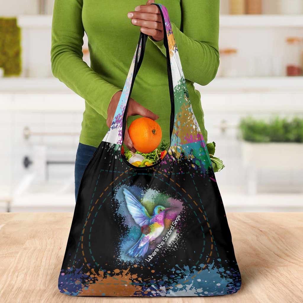 Where the Sunbird Sings Grocery Bag Sao Tome and Principe Flag - Color Splash Art - African Pride