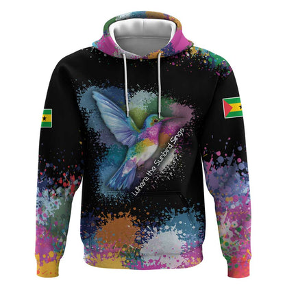 Where the Sunbird Sings Hoodie Sao Tome and Principe Flag - Color Splash Art - African Pride