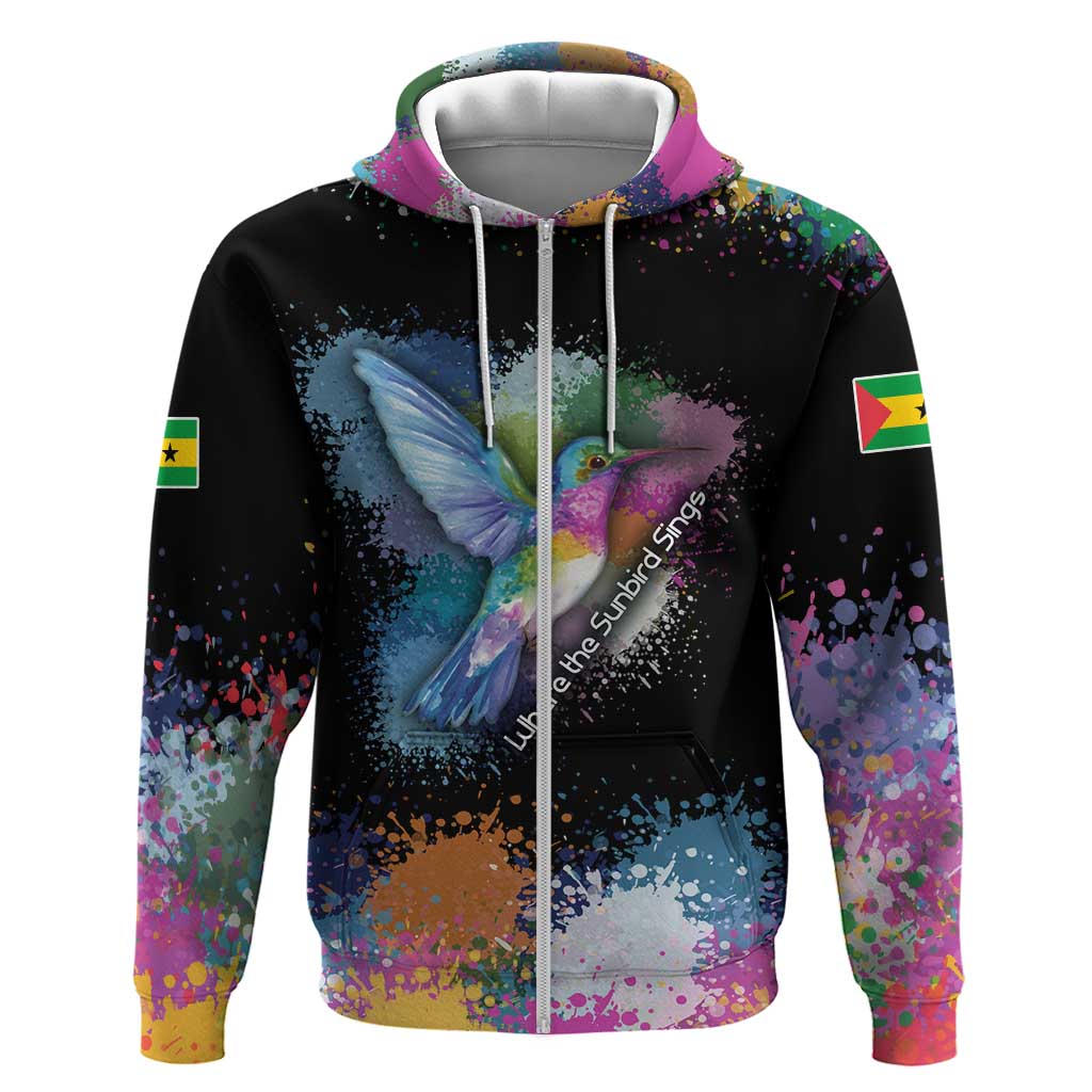 Where the Sunbird Sings Hoodie Sao Tome and Principe Flag - Color Splash Art - African Pride