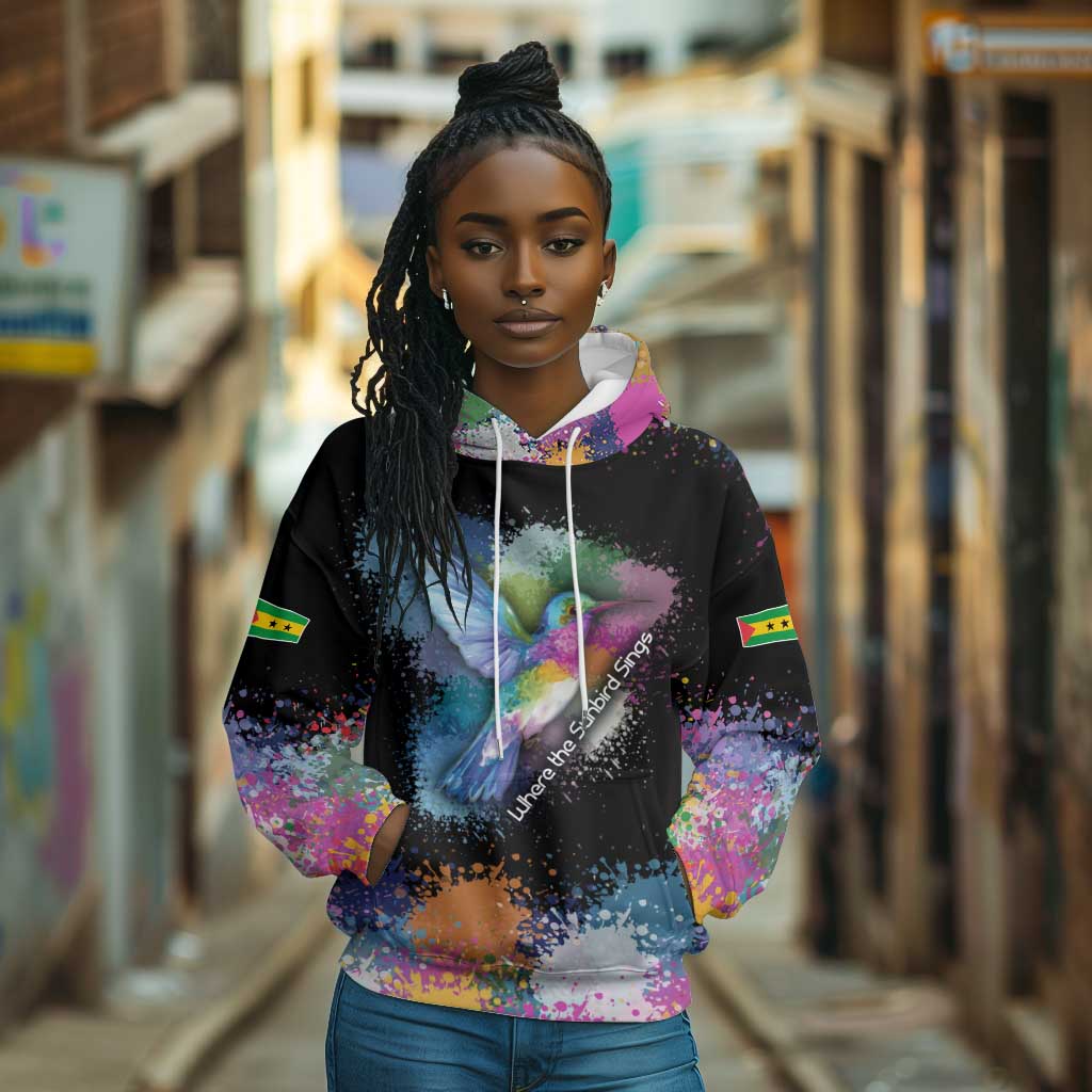 Where the Sunbird Sings Hoodie Sao Tome and Principe Flag - Color Splash Art - African Pride