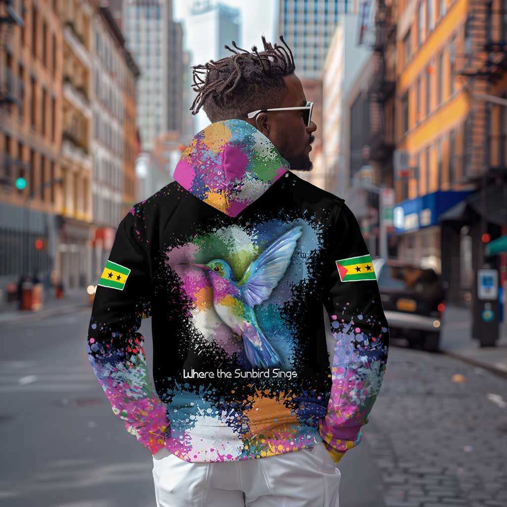 Where the Sunbird Sings Hoodie Sao Tome and Principe Flag - Color Splash Art - African Pride