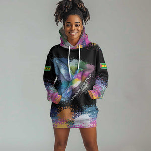 Where the Sunbird Sings Hoodie Dress Sao Tome and Principe Flag - Color Splash Art - African Pride