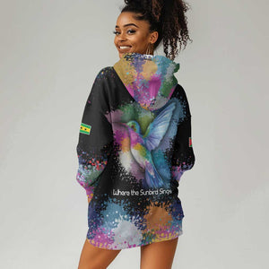 Where the Sunbird Sings Hoodie Dress Sao Tome and Principe Flag - Color Splash Art - African Pride