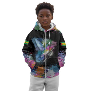 Where the Sunbird Sings Kid Hoodie Sao Tome and Principe Flag - Color Splash Art - African Pride