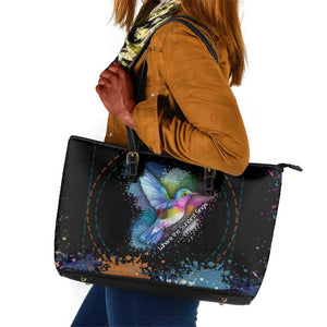 Where the Sunbird Sings Leather Tote Bag Sao Tome and Principe Flag - Color Splash Art - African Pride