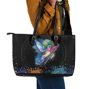 Where the Sunbird Sings Leather Tote Bag Sao Tome and Principe Flag - Color Splash Art - African Pride