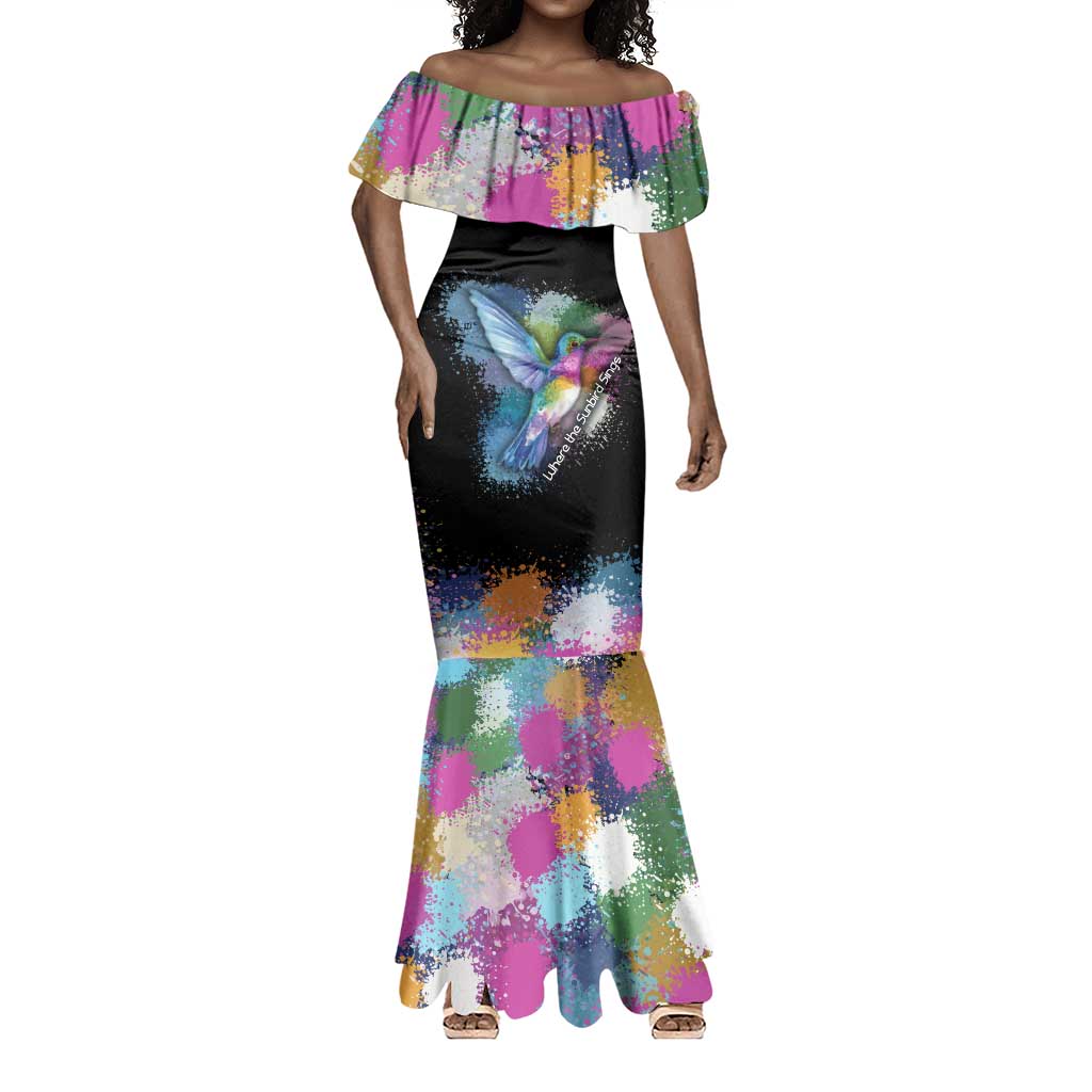 Where the Sunbird Sings Mermaid Dress Sao Tome and Principe Flag - Color Splash Art - African Pride