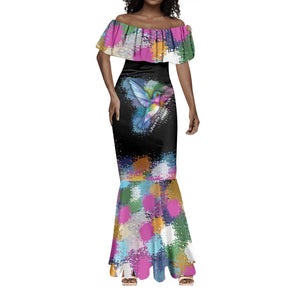 Where the Sunbird Sings Mermaid Dress Sao Tome and Principe Flag - Color Splash Art - African Pride