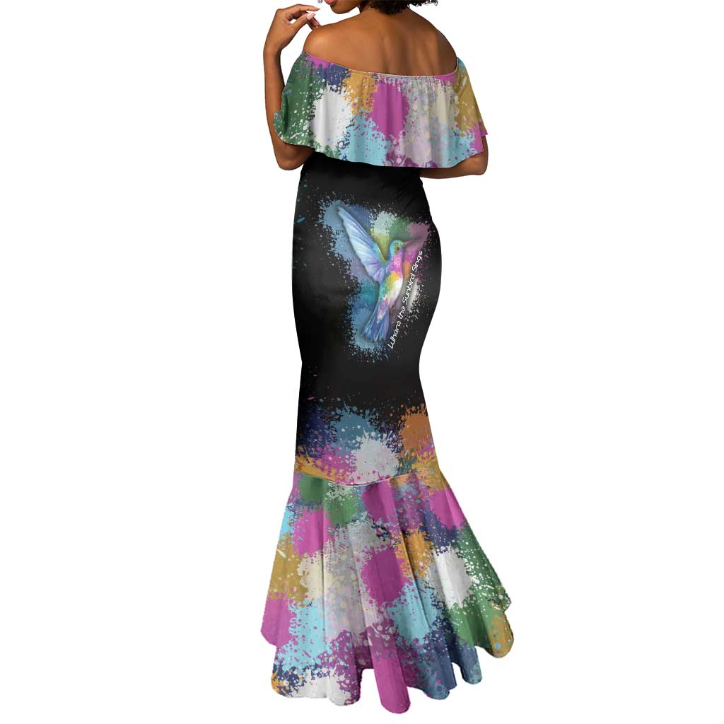 Where the Sunbird Sings Mermaid Dress Sao Tome and Principe Flag - Color Splash Art - African Pride