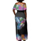 Where the Sunbird Sings Off Shoulder Maxi Dress Sao Tome and Principe Flag - Color Splash Art - African Pride