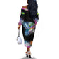 Where the Sunbird Sings Off The Shoulder Long Sleeve Dress Sao Tome and Principe Flag - Color Splash Art - African Pride