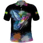 Where the Sunbird Sings Polo Shirt Sao Tome and Principe Flag - Color Splash Art - African Pride