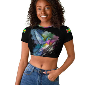 Where the Sunbird Sings Raglan Cropped T shirt Sao Tome and Principe Flag - Color Splash Art - African Pride