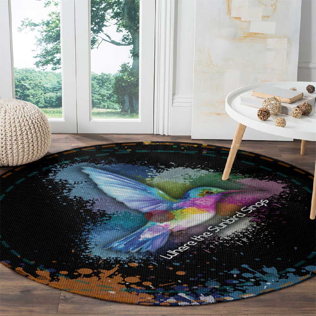 Where the Sunbird Sings Round Carpet Sao Tome and Principe Flag - Color Splash Art - African Pride