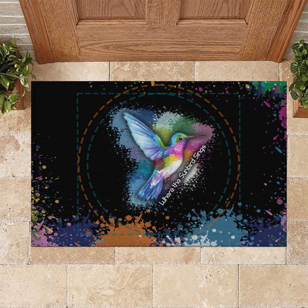 Where the Sunbird Sings Rubber Doormat Sao Tome and Principe Flag - Color Splash Art - African Pride