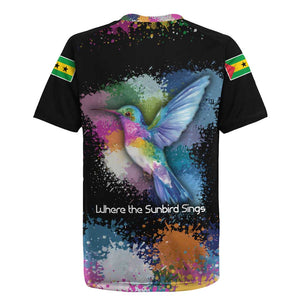 Where the Sunbird Sings Rugby Jersey Sao Tome and Principe Flag - Color Splash Art - African Pride