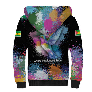 Where the Sunbird Sings Sherpa Hoodie Sao Tome and Principe Flag - Color Splash Art - African Pride