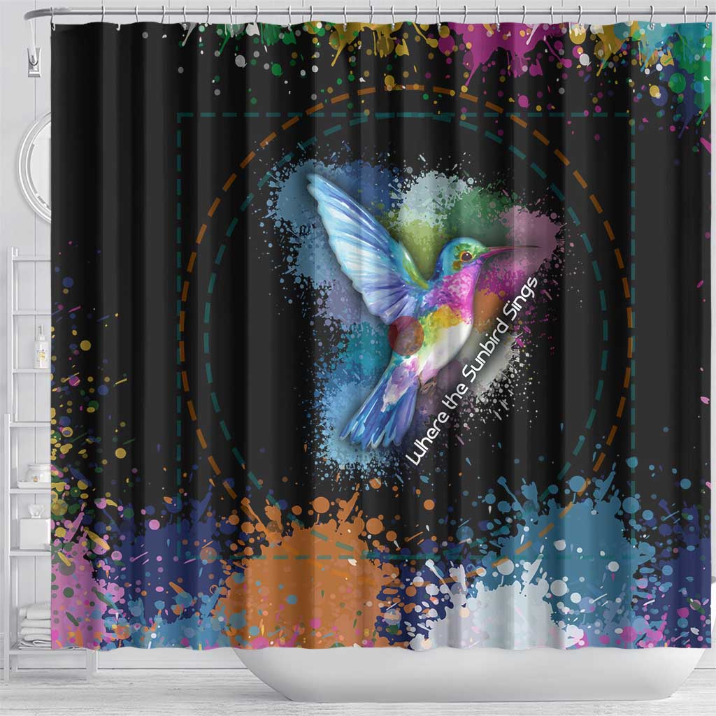 Where the Sunbird Sings Shower Curtain Sao Tome and Principe Flag - Color Splash Art - African Pride