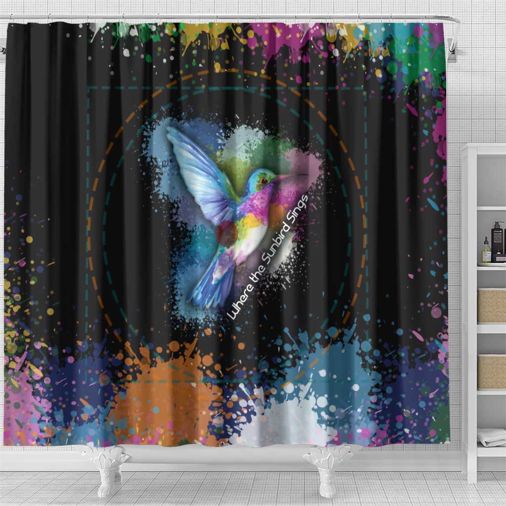Where the Sunbird Sings Shower Curtain Sao Tome and Principe Flag - Color Splash Art - African Pride