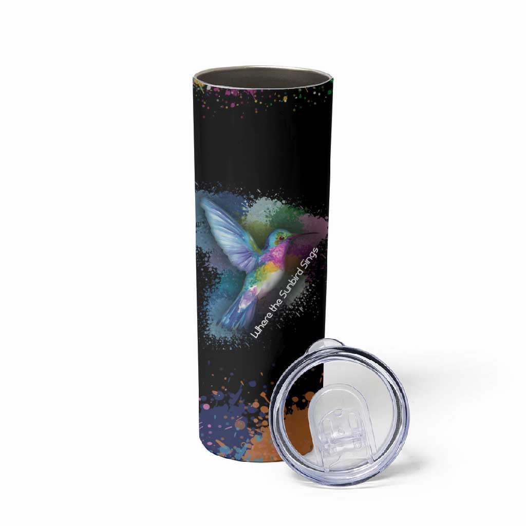 Where the Sunbird Sings Skinny Tumbler Sao Tome and Principe Flag - Color Splash Art - African Pride