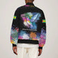 Where the Sunbird Sings Sleeve Zip Bomber Jacket Sao Tome and Principe Flag - Color Splash Art - African Pride