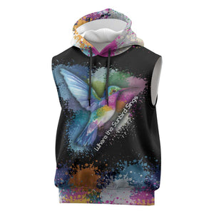 Where the Sunbird Sings Sleeveless Hoodie Sao Tome and Principe Flag - Color Splash Art - African Pride