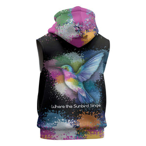 Where the Sunbird Sings Sleeveless Zip Hoodie Sao Tome and Principe Flag - Color Splash Art - African Pride