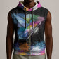 Where the Sunbird Sings Sleeveless Zip Hoodie Sao Tome and Principe Flag - Color Splash Art - African Pride